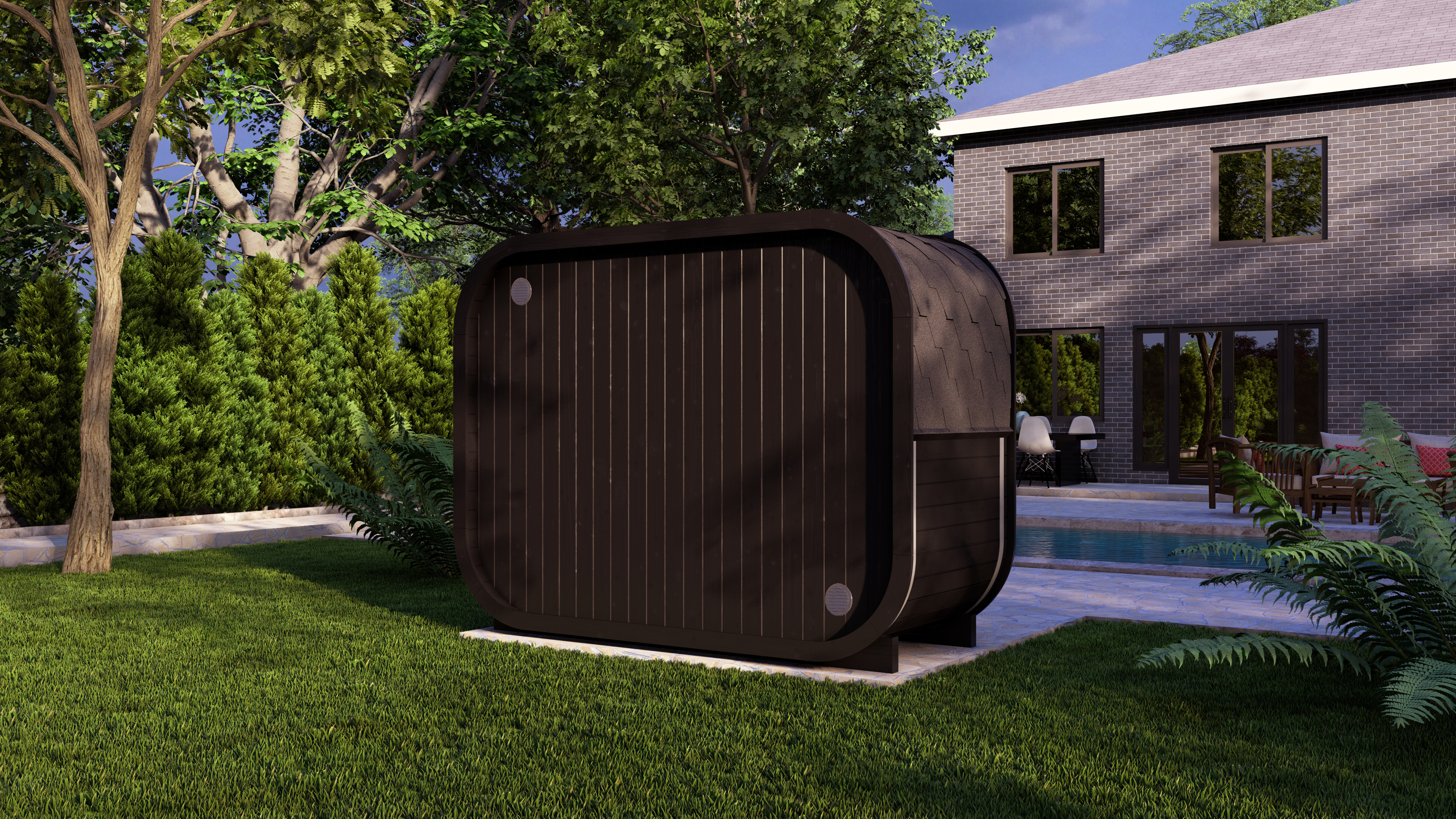 Outdoor Sauna Polaris H1 FULL BLACK Thermoholz – **Platin Version**